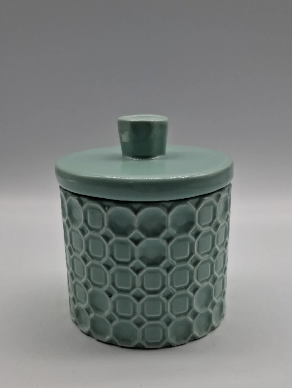 Ceramic Lidded Canister in Seafoam Green